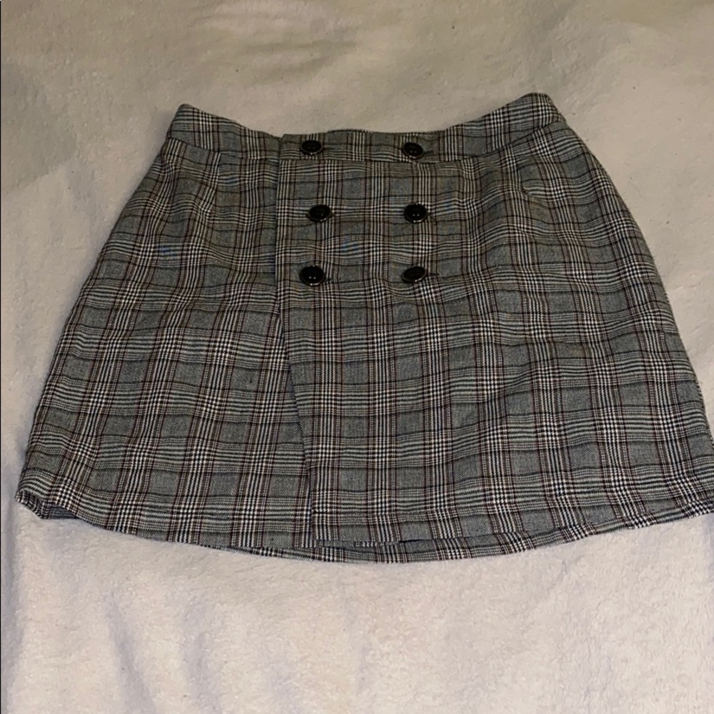 Plaid button up skirt